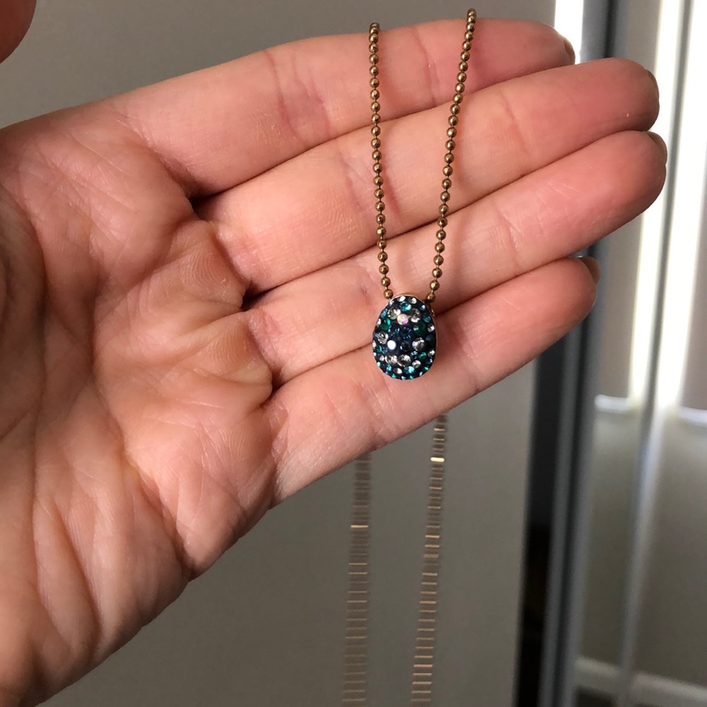 Blue green and gold stones necklace